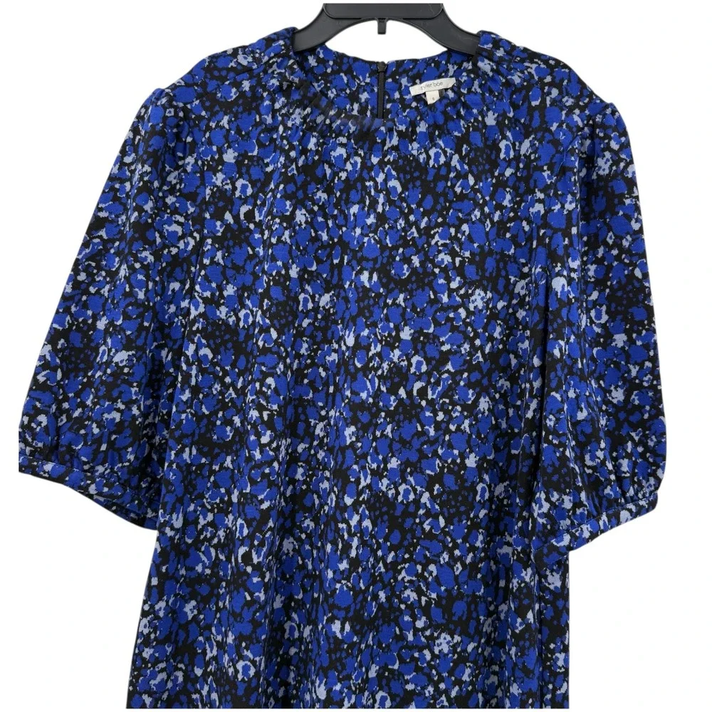 Tyler Boe‎ Tinsley Abstract Floral Print Dress Tiered Mini Blue Black Size S - Picture 4 of 9